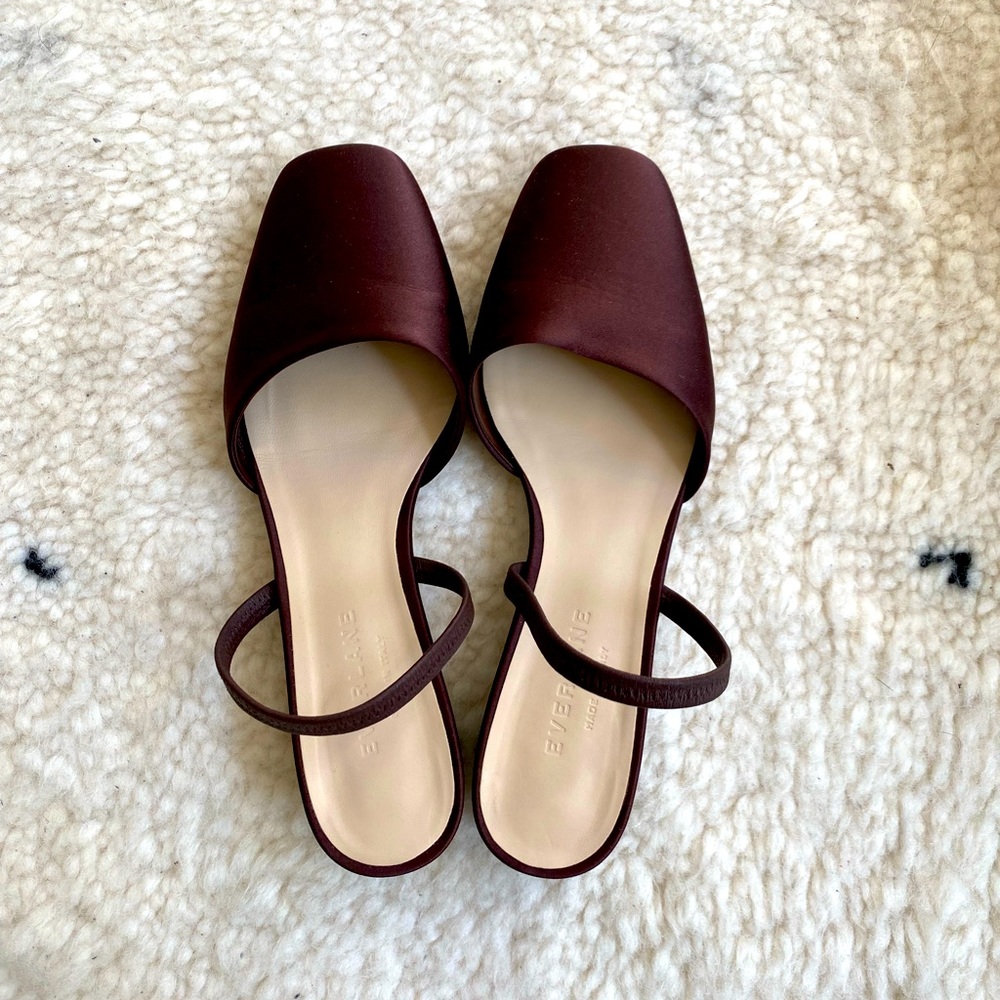 Everlane Tapered Square Toe Slingback in Chocolate